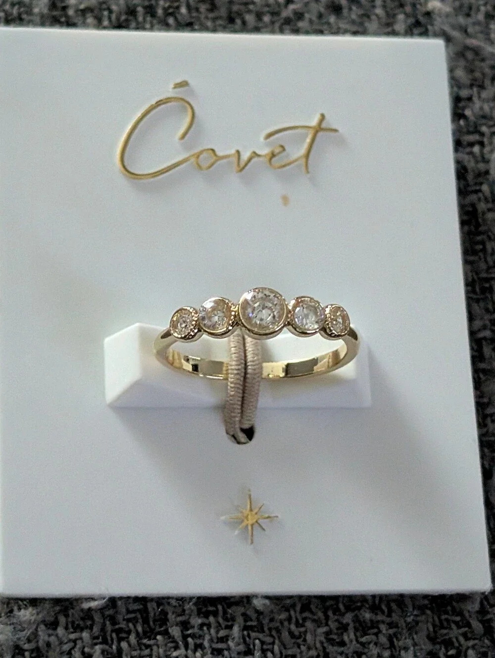 Covet Gold-tone Five-Stone Cubic Zirconia Ring - White